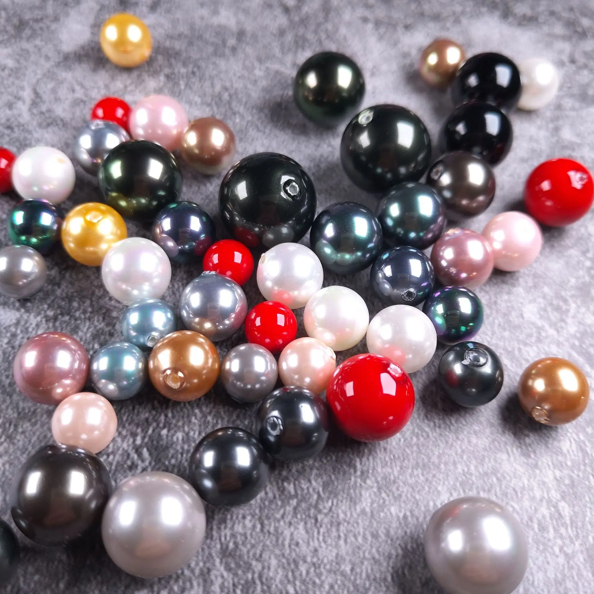 Wholesale 4-16MM Imitate Shell Pearl Half Hole Glass Imitation Shell Beads Round Loose Spacer Beads For Jewelry Making