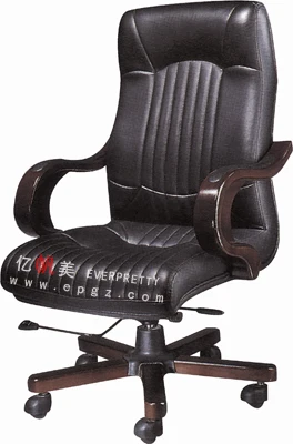 Modern Height Adjustable Rotatable CEO Office Furniture PU Leather Comfortable Executive Chair with Wood Armrest