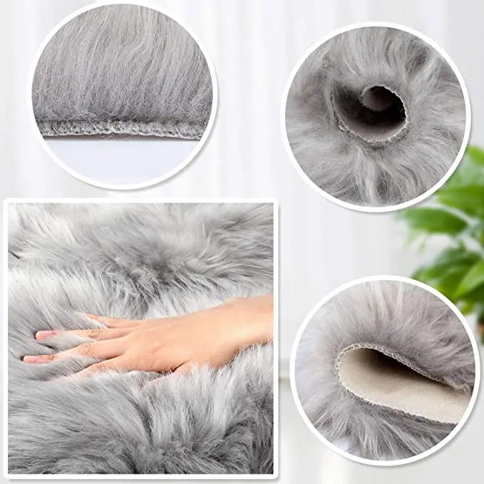 Luxury Fluffy Faux Sheepskin Area Rug Heart Shaped Rug Fuzzy Room Carpet for Home Living Room Sofa Floor Bedroom