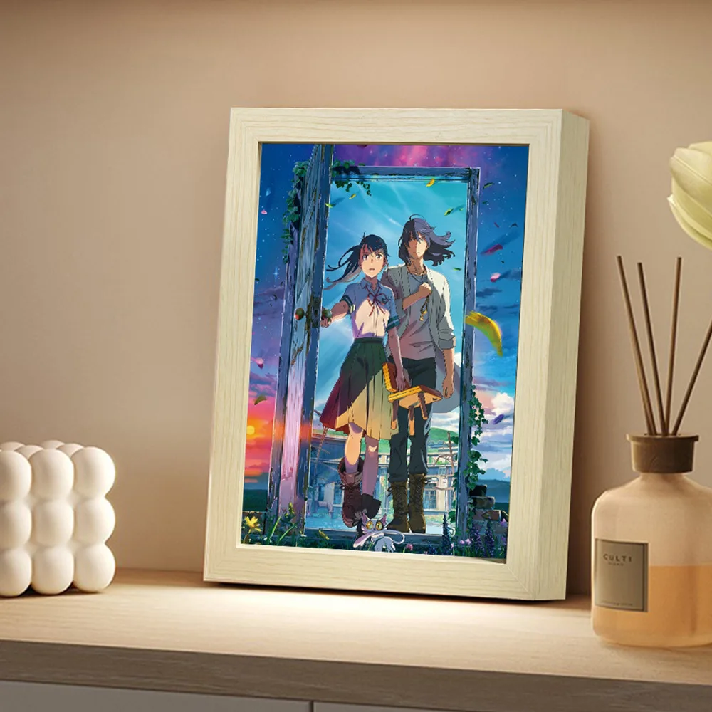 Led Light Up Painting Frame Table Lamp 3d Wood Cartoon Anime Picture Photo Frame Box Novelty Night Light Home Decor Novelty Gift