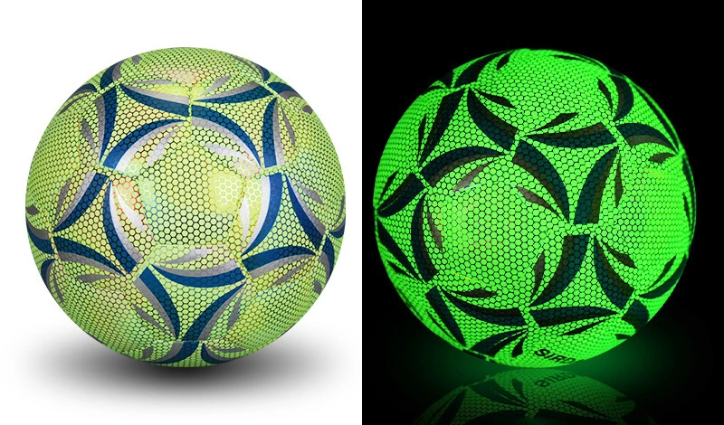 Super fiber Standard Size 5 Reflective Soccer green Luminous Night Glow Footballs Adult Child Pu Sports Match Training Balls