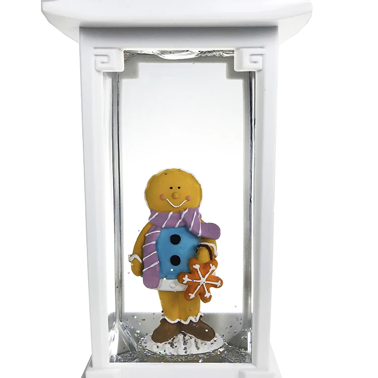 
Timer Glitter Snow Snowing Lamp Led Battery Light The Gingerbread Man Christmas Lantern Water Globe 