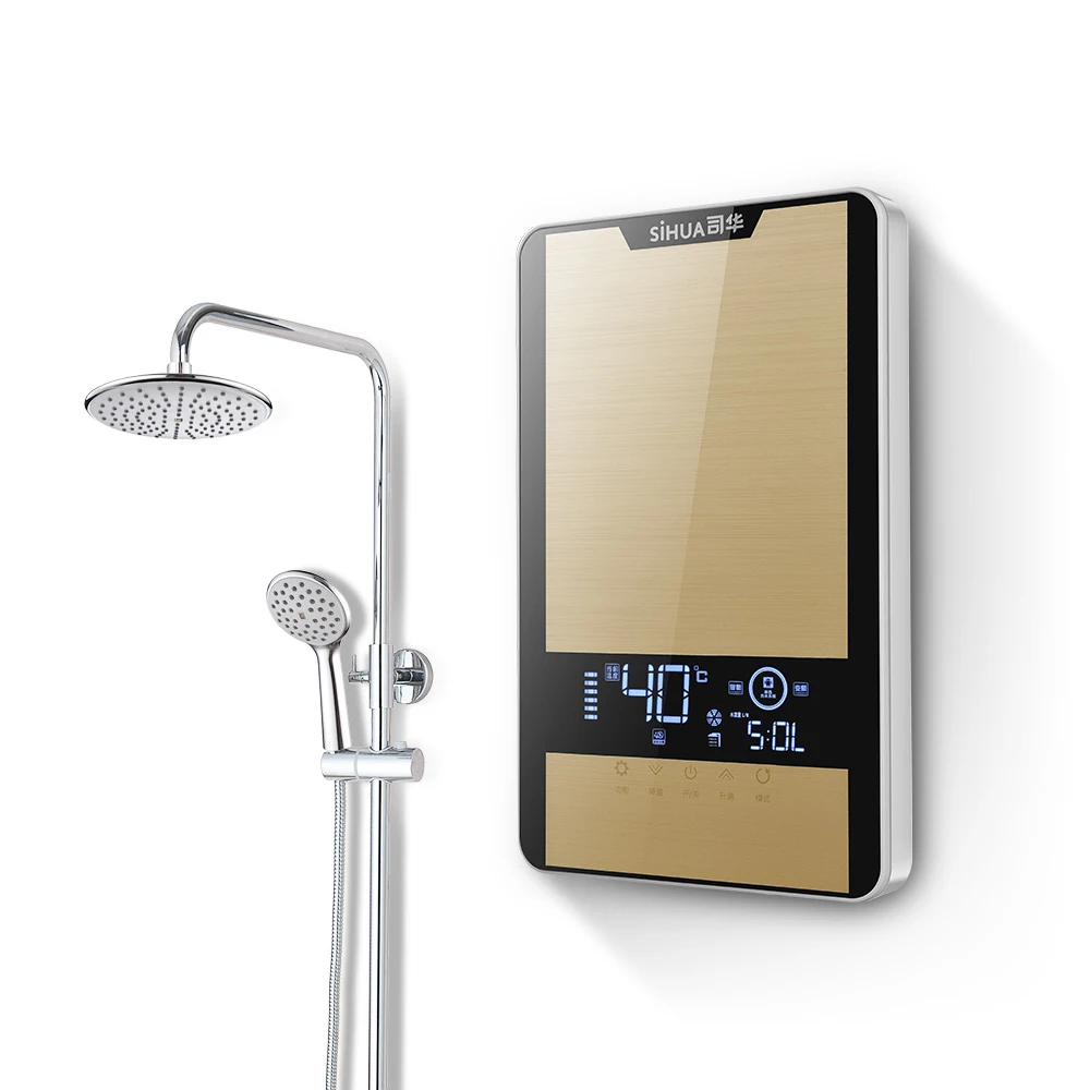 SiHUA Anti Electric System Tempered Glass Panel Tankless Instant Electric Shower Water Heater for Home