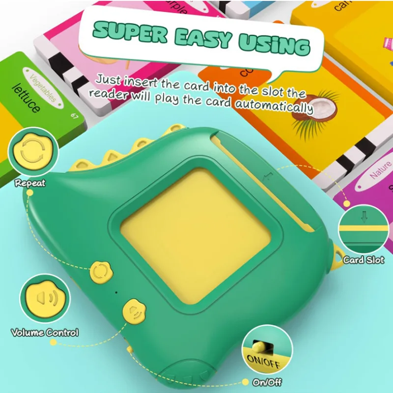 Italian and English Dinosaur style Talking Flash Card for kids early education