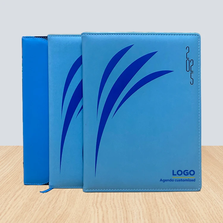 2025 high quality a4 pu leather cover planning personalized journalier customize paper agenda