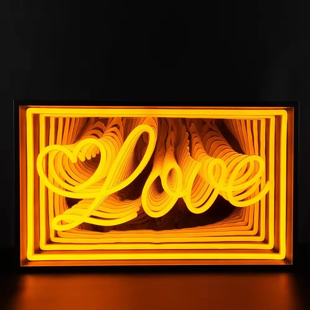 Custom 3D Infinity Mirror Neon multilayer Magic mirror logo LED Abyss Mirror