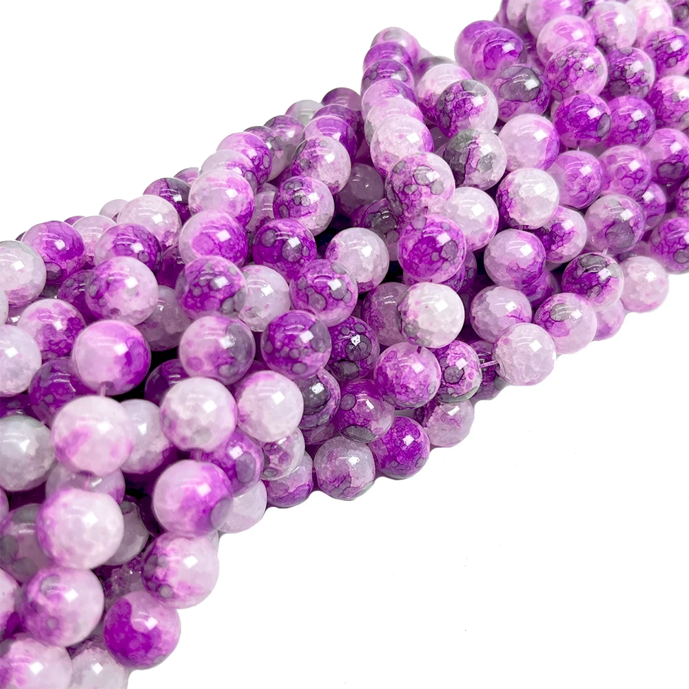 2023 New Glass Bead Strings 6 8 10 12 mm Color Coating Paint Gold Lined Loose Beads for Jewelry Making Diy Bracelets