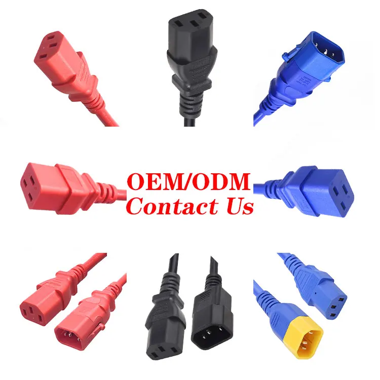 Wholesale high-quality Oem Odm IEC 320 Socket Custom Length C13 C14 C19 C20 C21 Plug Power Cable Extension cord
