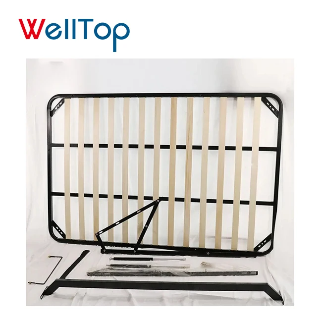 VT-14.010 Customized Cheap Price Furniture Accessories Folding Bed Mechanism Queen King Size Metal Bed Frame with Wooden Slats