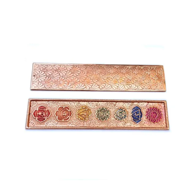 Rose Gold Copper plated Incense Stick Holder Incense Plate Cone Burner 7 Chakras Metal Aluminium Ash Catcher Metal