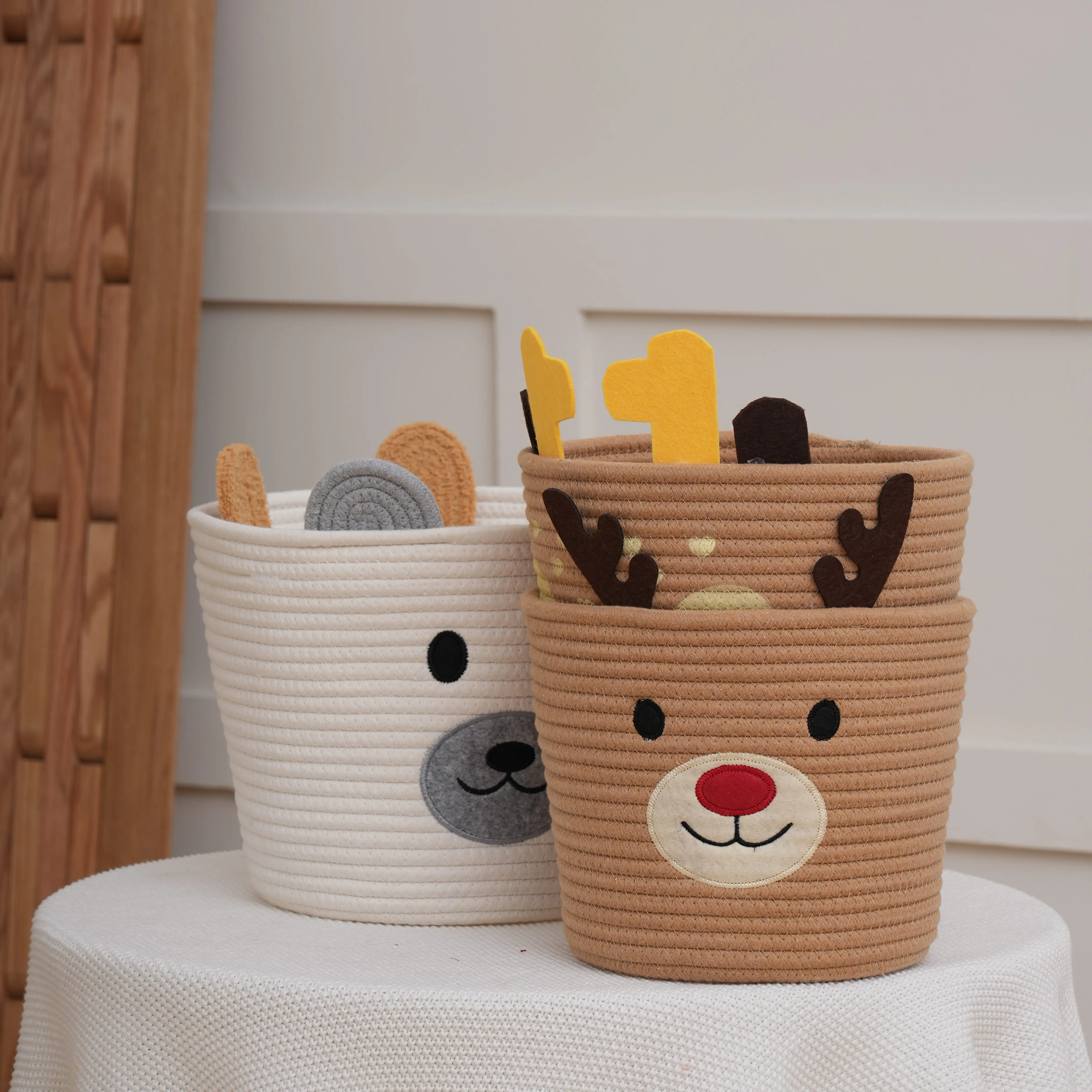 medium wholesale cotton rope basket with custom cute logo