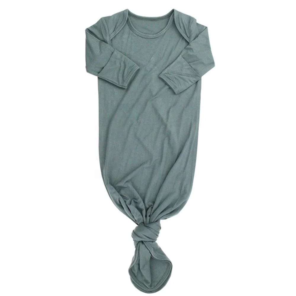 wholesale custom bamboo baby nightgown baby sleeper baby knotted gown with mittens