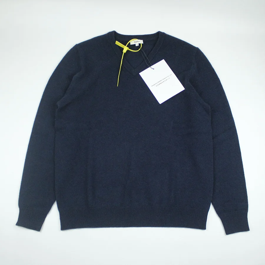 High quality winter luxury pure 100% cashmere knit pullover custom v neck men cashmere sweater manufacturers