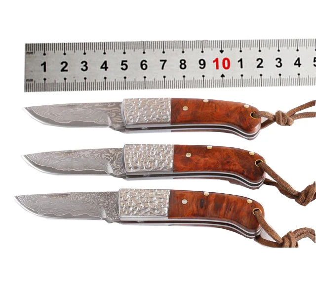 OEM Factory Direct Selling Hot Selling supply china factory price mini knife pocket knife with Damascus blade and wood handle