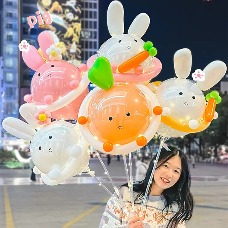 2023 DIY Cartoon Balloon Luminous Christmas Gift Birthday Party Wedding Anime LED Bobo Balloon Stand Birthday Party Decoration