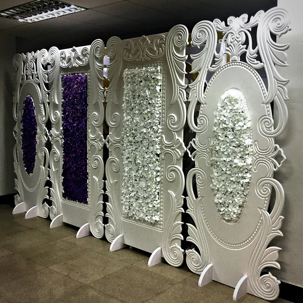Selling Rectangle Flower Pattern  Pvc Decor Panels Gold Fancy Backdrops For Wedding