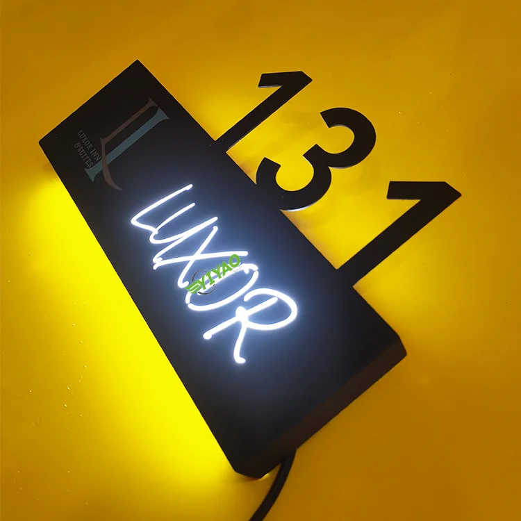 YIYAO из нержавеющей стали светодиодная светящаяся табличка с номером двери отеля