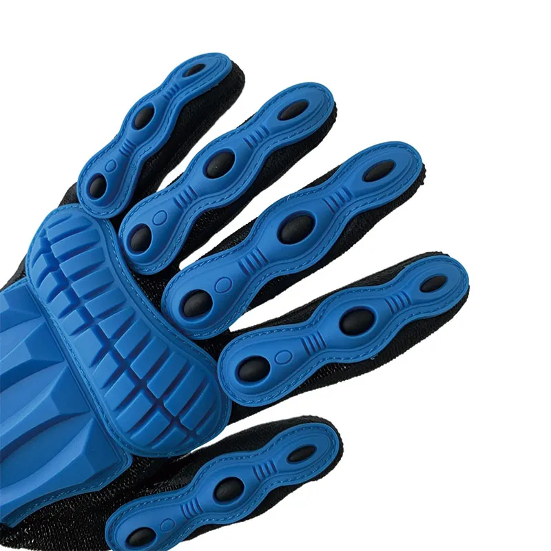 outdoor labor protection Gloves shockproof damping Wear-resistant TPR riding mechanical Gloves blue real photo