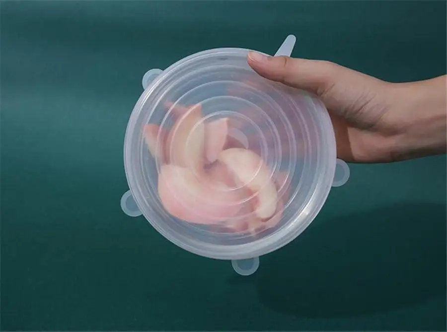 Popular 6Pcs Food Wraps Reusable Silicone Food Fresh Keeping Sled Covers Silicone Sl Vacuum Stretch Lids Saran Wraps Ornization