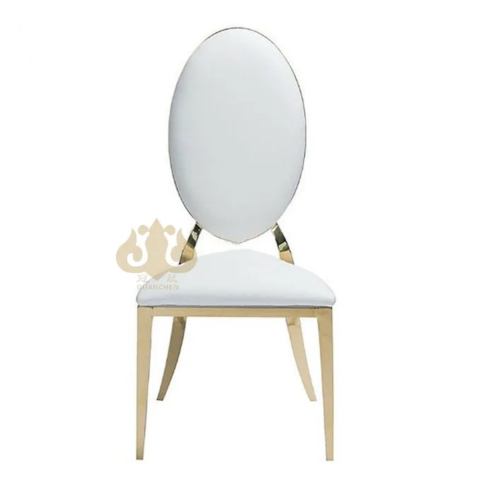 Factory Wholesale Gold Stainless Steel Hotel Banquet With White Pu Leather Wedding Chairs