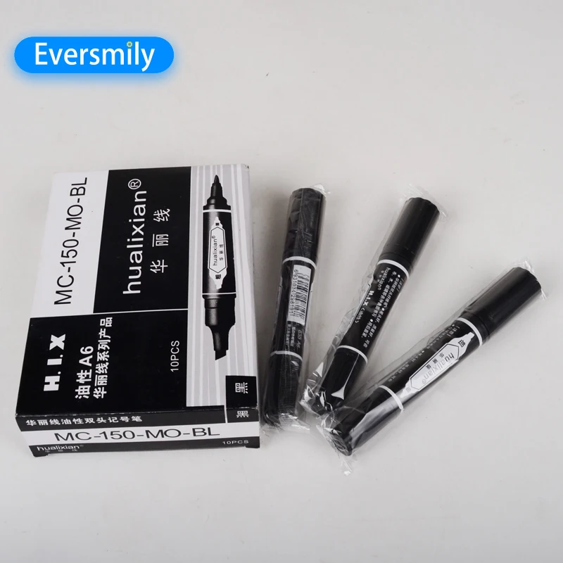 Flat Oblique Round Toe Oil Waterproof Permanent Double Head Black Office & School Supplies Painting Line Logistics Marker