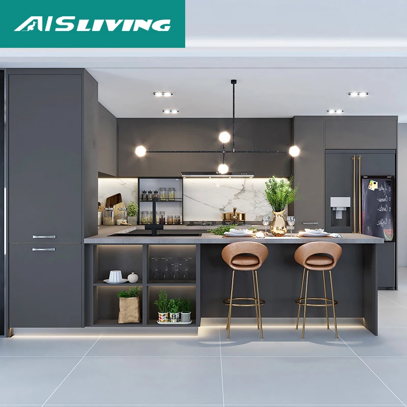 Free Standing Island Table Borcci Egypt Penang Laminate Frameless Espresso Gross Light Gray Kitchen Cabinets Image