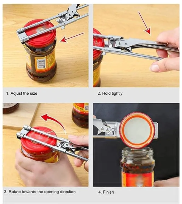 Master Opener Adjustable Jar & Bottle Opener, Adjustable Multifunctional Stainless Steel Can Opener Jar Lid Gripper