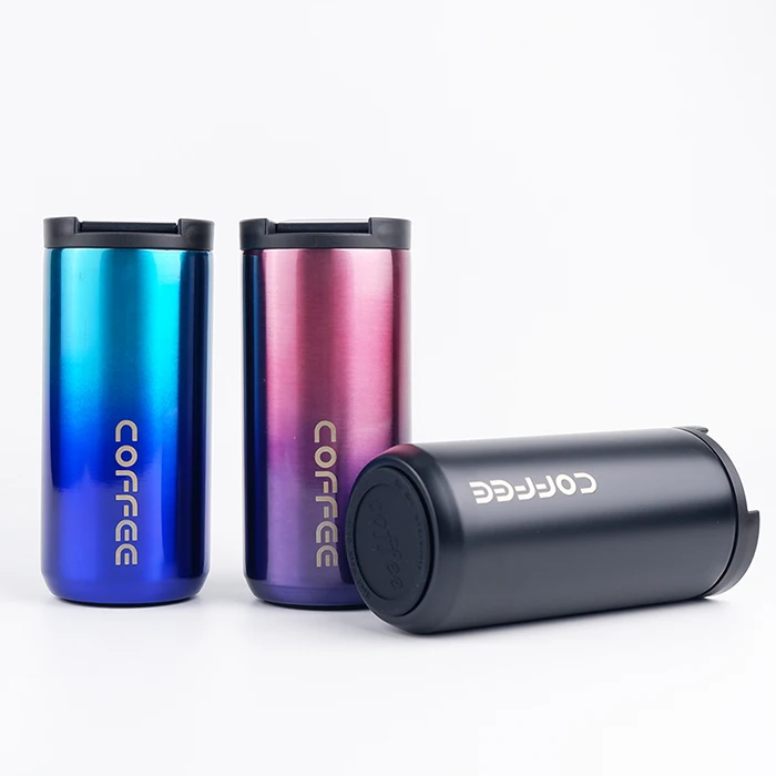 12oz Insulated stainless steel wholesale blank vacuum coffee flask tea cup mugs with strong leakproof flip lid