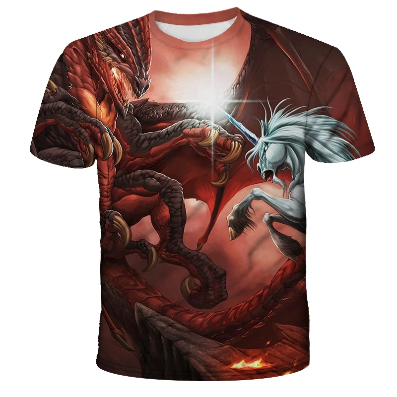 Customized 3D sublimation printing dragon T-shirt