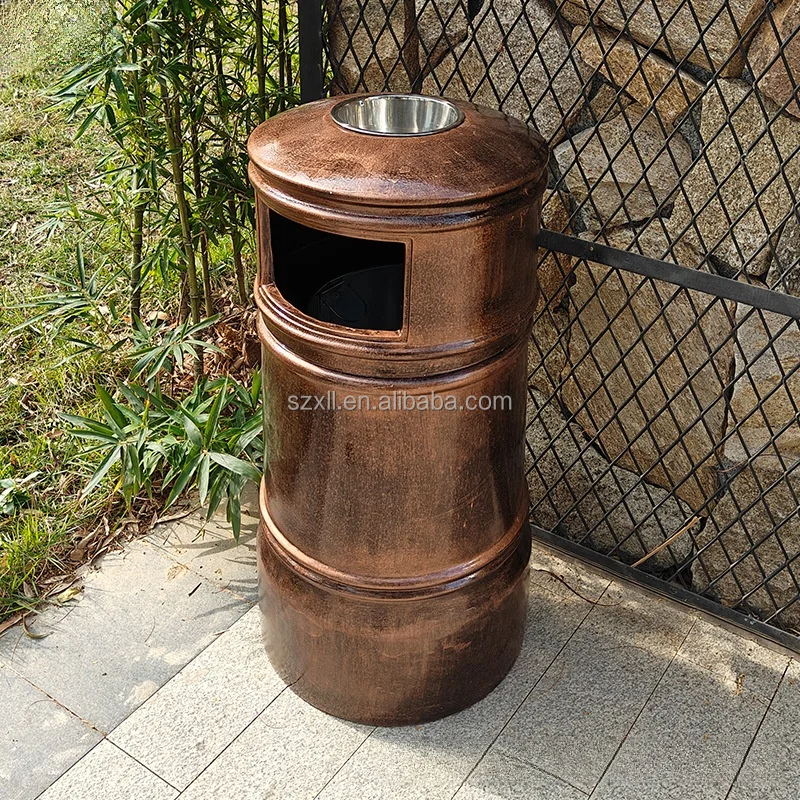 Park antique bronze garden garbage bin outdoor retro waste bin creative scenic spot garbage bin