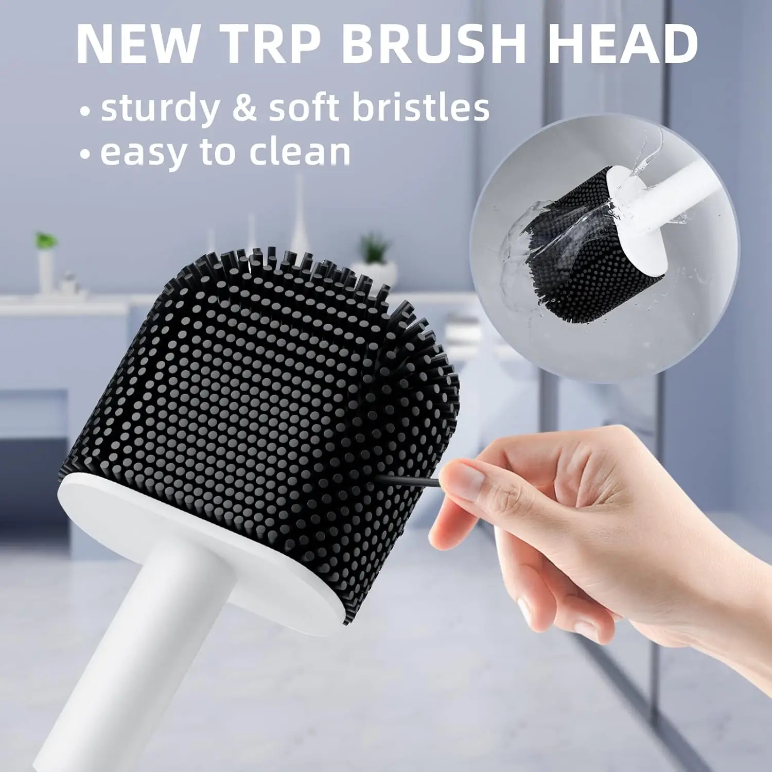 Toilet Brush, 2 Pack Toilet Bowl Brushes and Holder Set, Silicone Toilet Brush with Ventilation Holder for Deep Cleaning