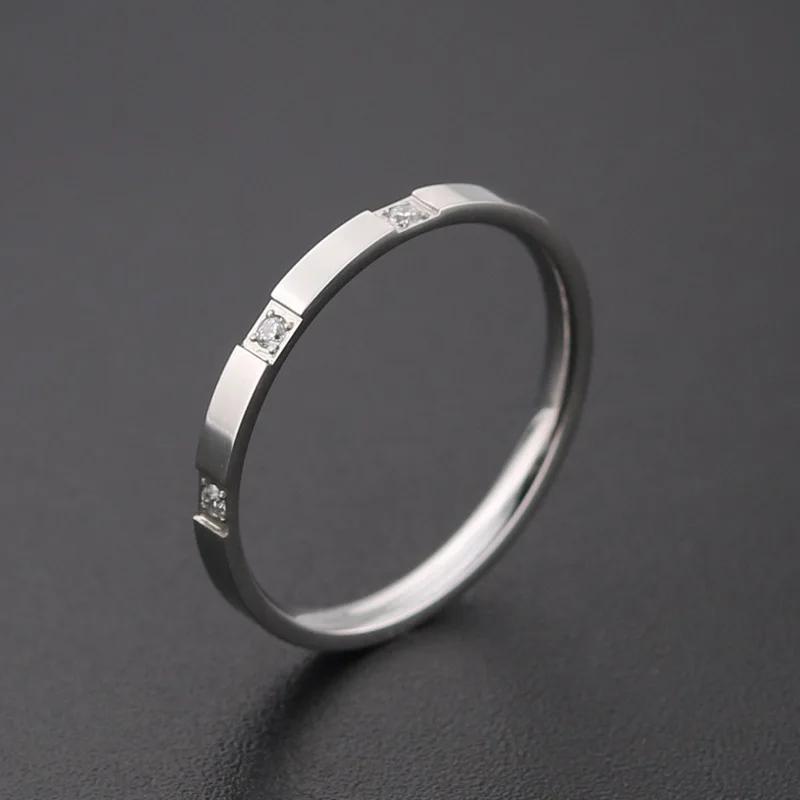 trendy custom zircon diamond stainless steel jewelry couple wedding rings