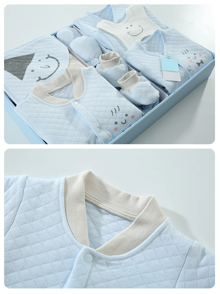 Custom Newborn Babies Gift Box Pure Cotton Clothing Sets Casual 18pcs 21pcs 23pcs New Born Baby Clothes Set In Blue