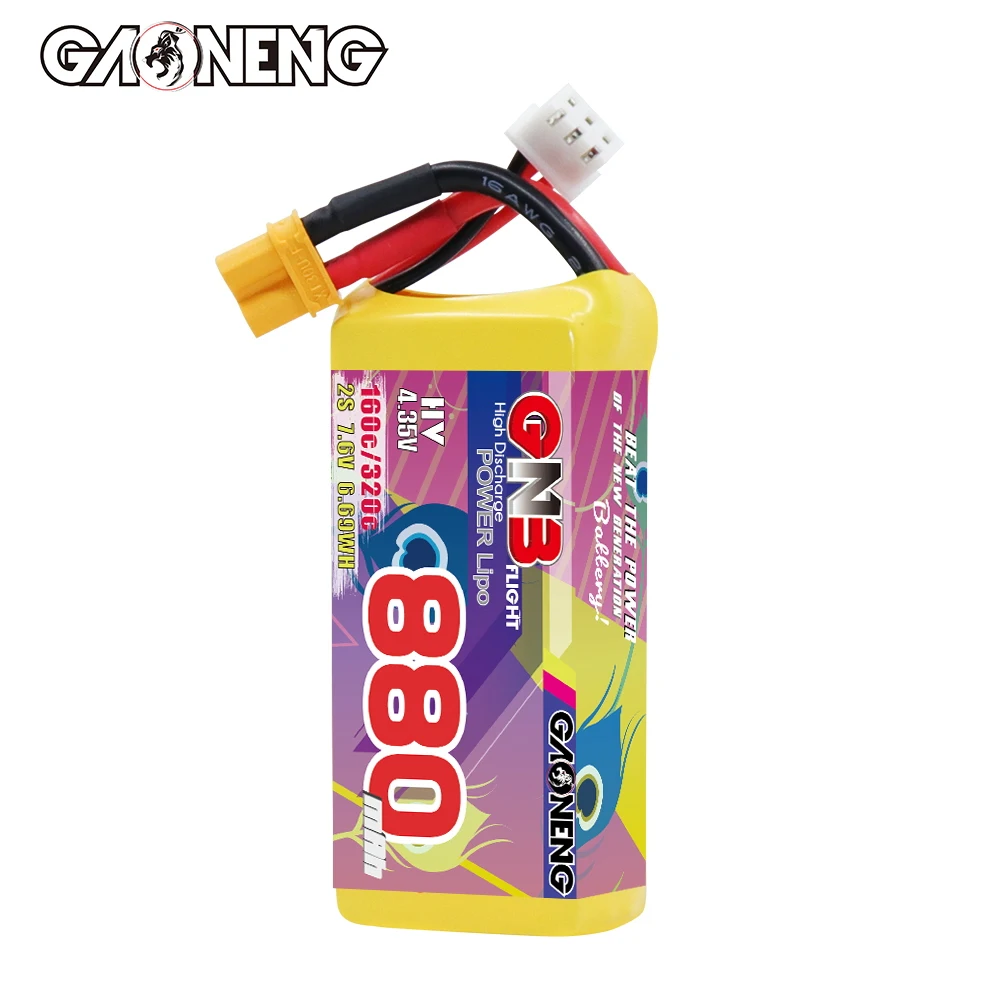 GNB GAONENG 880mAh 2S HV 7.6V 160C XT30 RC LiPo Battery FPV Brushless Drone Racing RC Car Boat Remote Toys Helicopter Robot