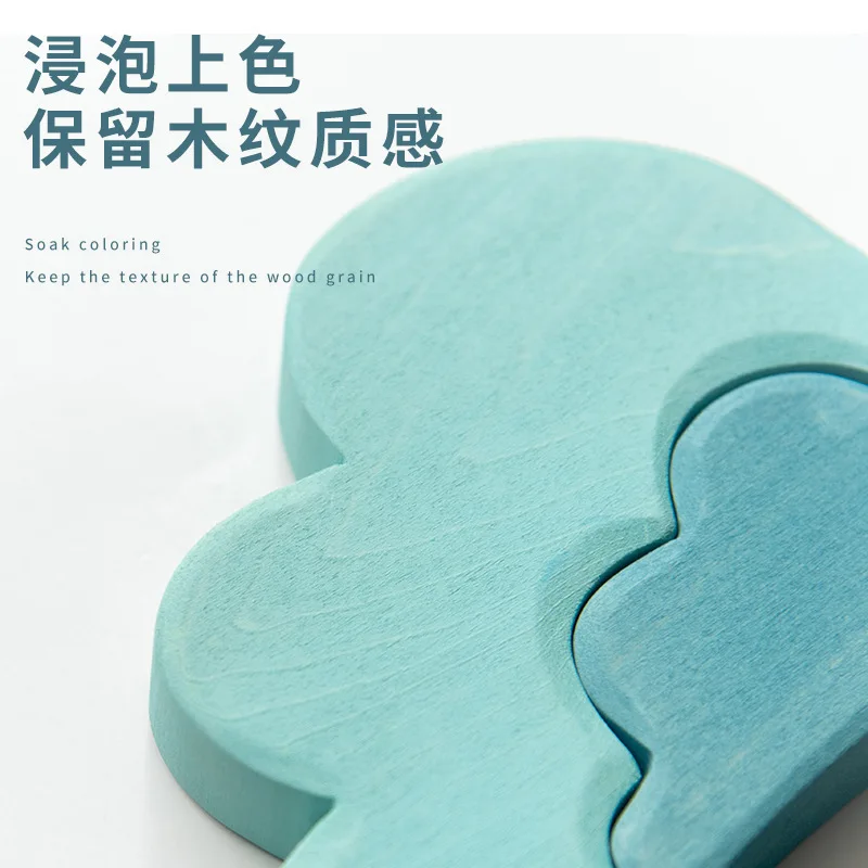 Kids Wooden Toys Weather Stacker Blocks Baby Creative Cloud Snow Sun Lightning Droplet Block Educational Toy