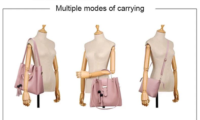 Big capacity pu ladies Tote shoulder bag 3 in 1 set bags women handbags