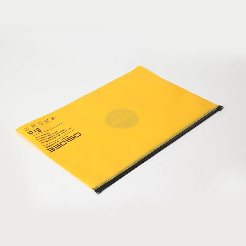 
ODM printing eco friendly slider zipper plastic yellow PVC bag 