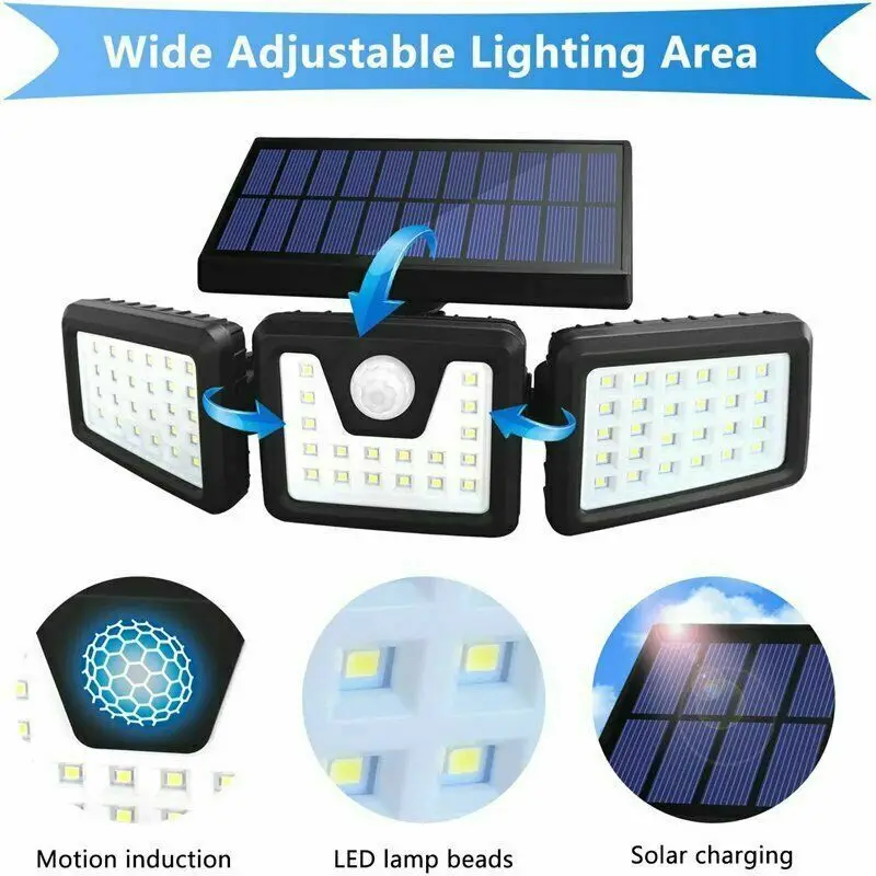 Solar garden light 74 LED High Power 300 Lumen Outdoor Motion Sensor Wall Lamps LED Solar Garden Lights Waterproof