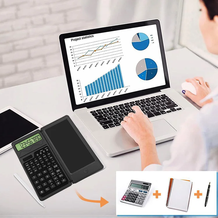 BSCI factory  ELECTRON CALCUL Hot Selling 10 digits mini calculator Portable Folding scientific Calculator With Writing Board