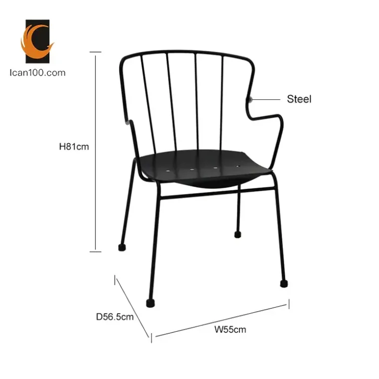 Wire Steel Chair Metal Legs Restaurant Furniture Coffee Shop Metal Black Dining Chair
