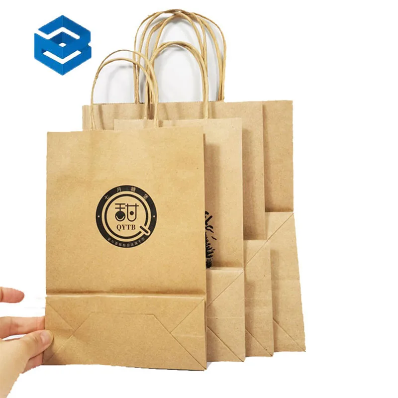 Customized Printing Kraft Paper Bags Can Be Recycled Shopping Clothing Gifts Take Away Food Kraft Paper Bag High Quality 500 Pcs