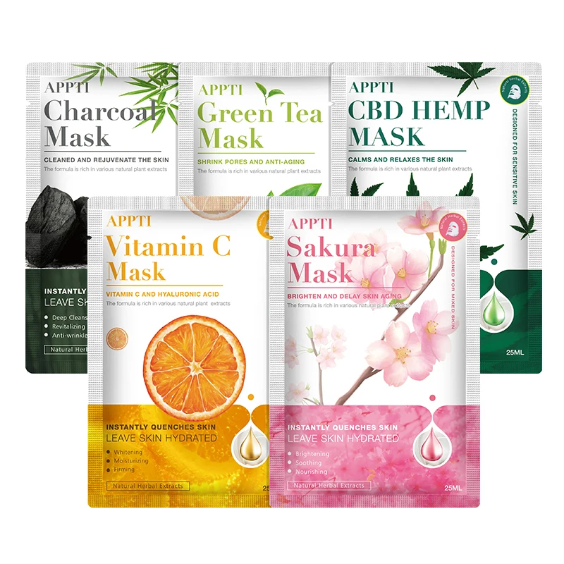 
Korean Skin Care Chamomile Rosemary Leaf Extract Glycerin Sodium Hyaluronate Glitter Facial Mask 