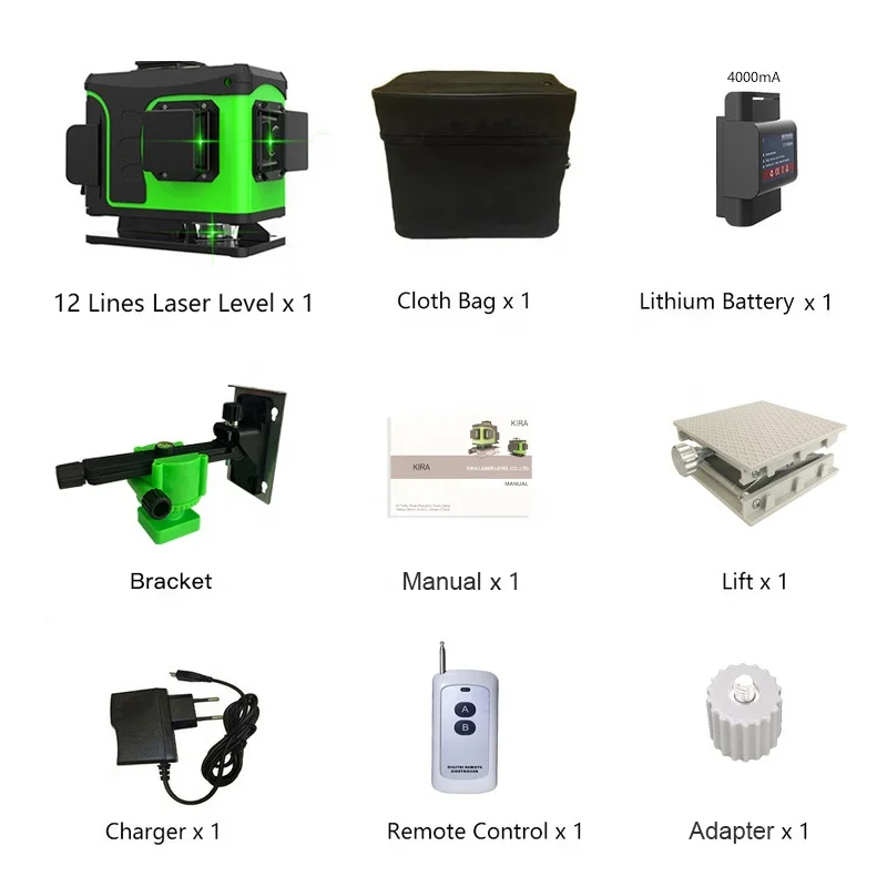 3*360 3D Auto Laser Level Pro 12 lines Green Rotary Outdoor Indoor Laser Land Cross Line Leveling System