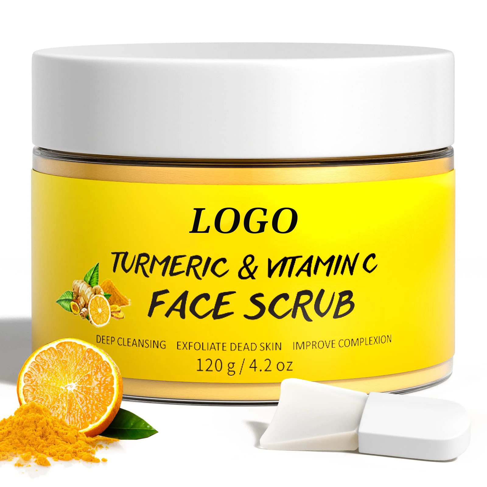 BLIW Private Label Organic Brightening Exfoliating Blackhead Dark Spot Acne Remover Cream Turmeric & Vitamin C Face Scrub