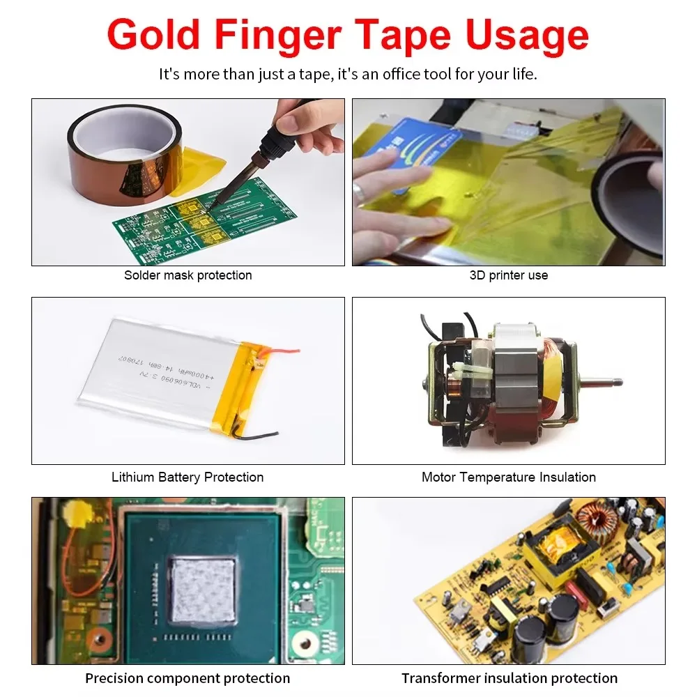 YUFFEN Insulation Polyimide Film Tape Double Single Sided Kaptons Self Adhesive Tape Die Customized Hot Melt Acrylic Cut Golden