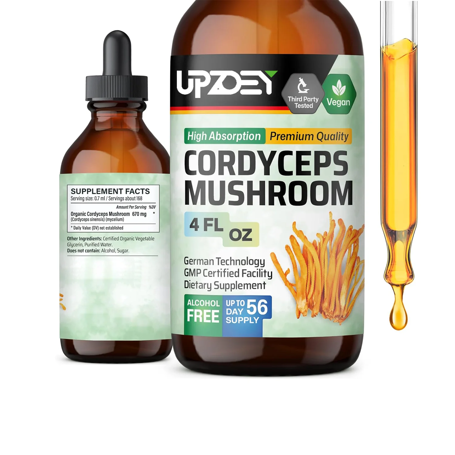 Cordyceps Mushroom Liquid Drops Promotes Energy & Stamina Support,Supplement Immune Defense for Men and Women