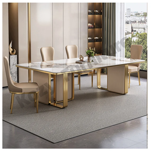 Rock Slate Table Dining Room Table Rectangle Set Furniture Factory Direct Wholesale Light Luxury Modern Simple 4 Seater