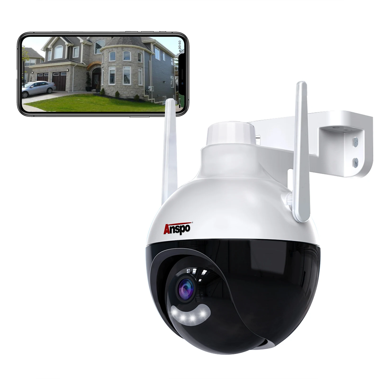 Anspo WIFI  Mini PTZ  Camera 3MP Tuya smart wifi IP  outdoor MINI Camera Wireless Security CCTV camera system mini