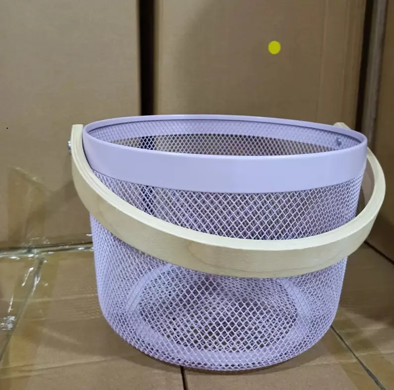 Storage Baskets Nordic Food Vegetable Mesh Metal Wire Shopping Fruit Gifting Picnic Other Baskets Storage With Bamboo Handle