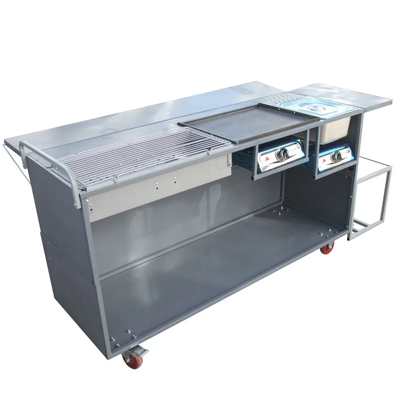 Multifunctional commercial mobile stall barbecue car barbecue oven fryer teppanyaki snack car equipment dining car